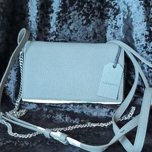 All Saints Gray Leather Crossbody Bag